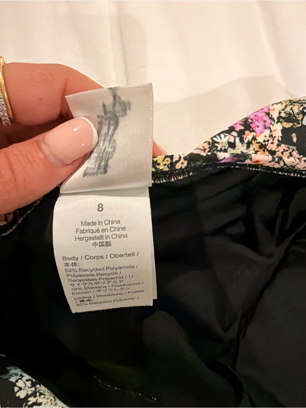 Floral Print Swim Suit / Black Lined - Picture 2 of 2